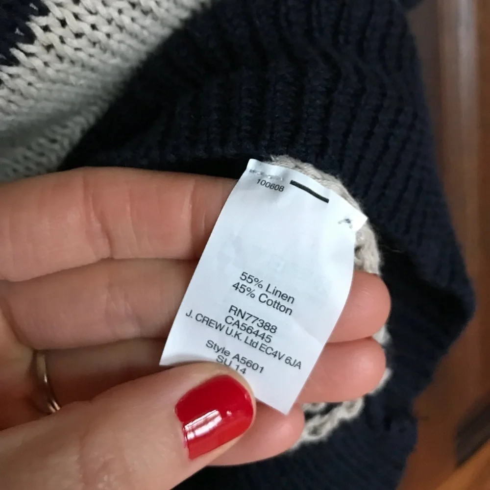 EUC J Crew Navy Cream Stripe Knit Sweater XXSβββββββ - Picture 7 of 8